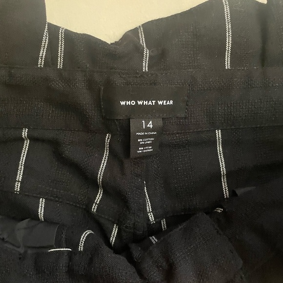 Who What Wear Black and White Striped Linen Cropped Pants - Picture 9 of 12